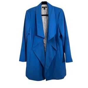 Roz & Ali Open Drape Waterfall jacket Electric Blue Womens 1X Office Chic